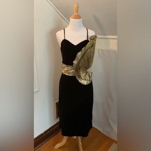 High Society Vintage Dress featuring an amazing Gold Lame & Rhinestone accent